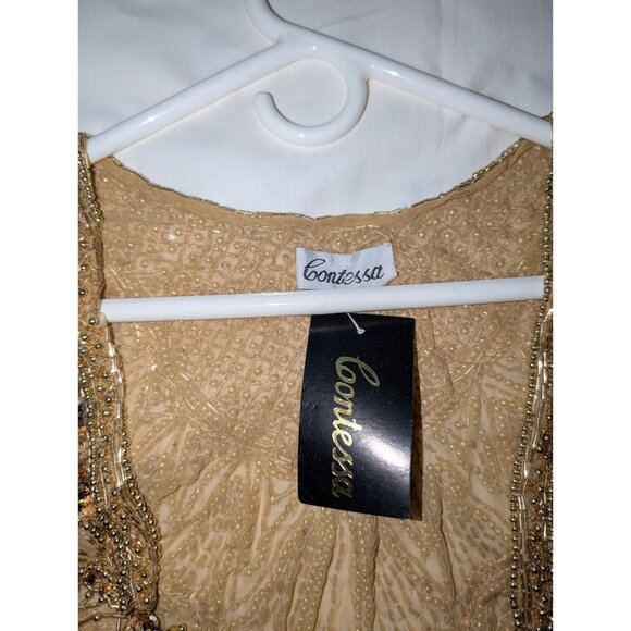 Gold Beaded Fringe Shawl Wrap New Years Christmas Party Festive - Picture 5 of 12